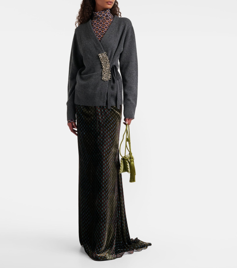 Dries Van Noten Embellished cashmere wrap cardigan outlook