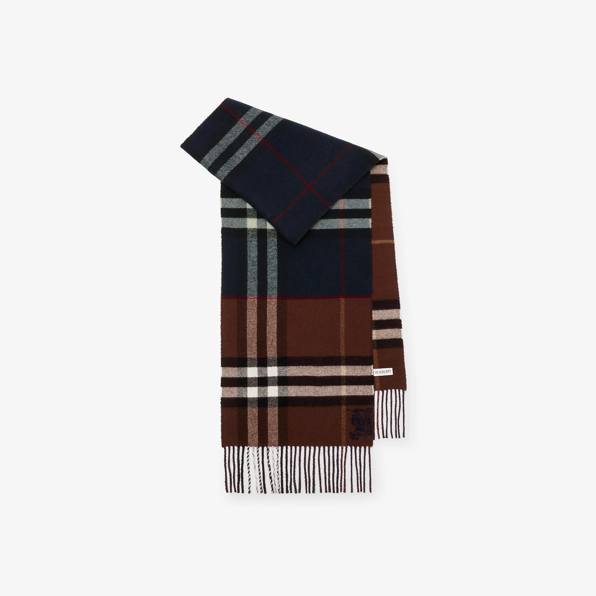 Contrast Check Cashmere Scarf - 1