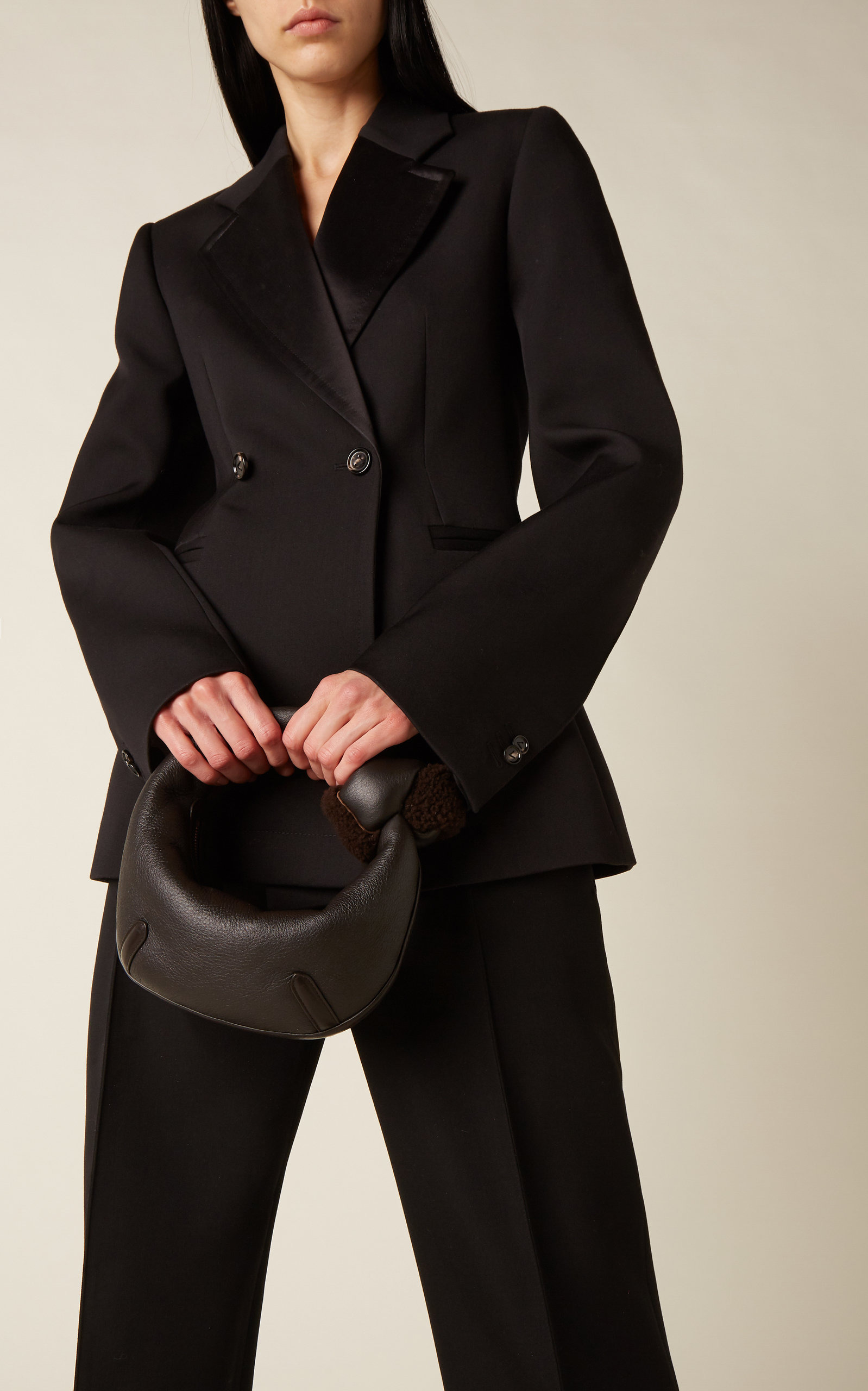 Double-Breasted Wool Blazer black - 2