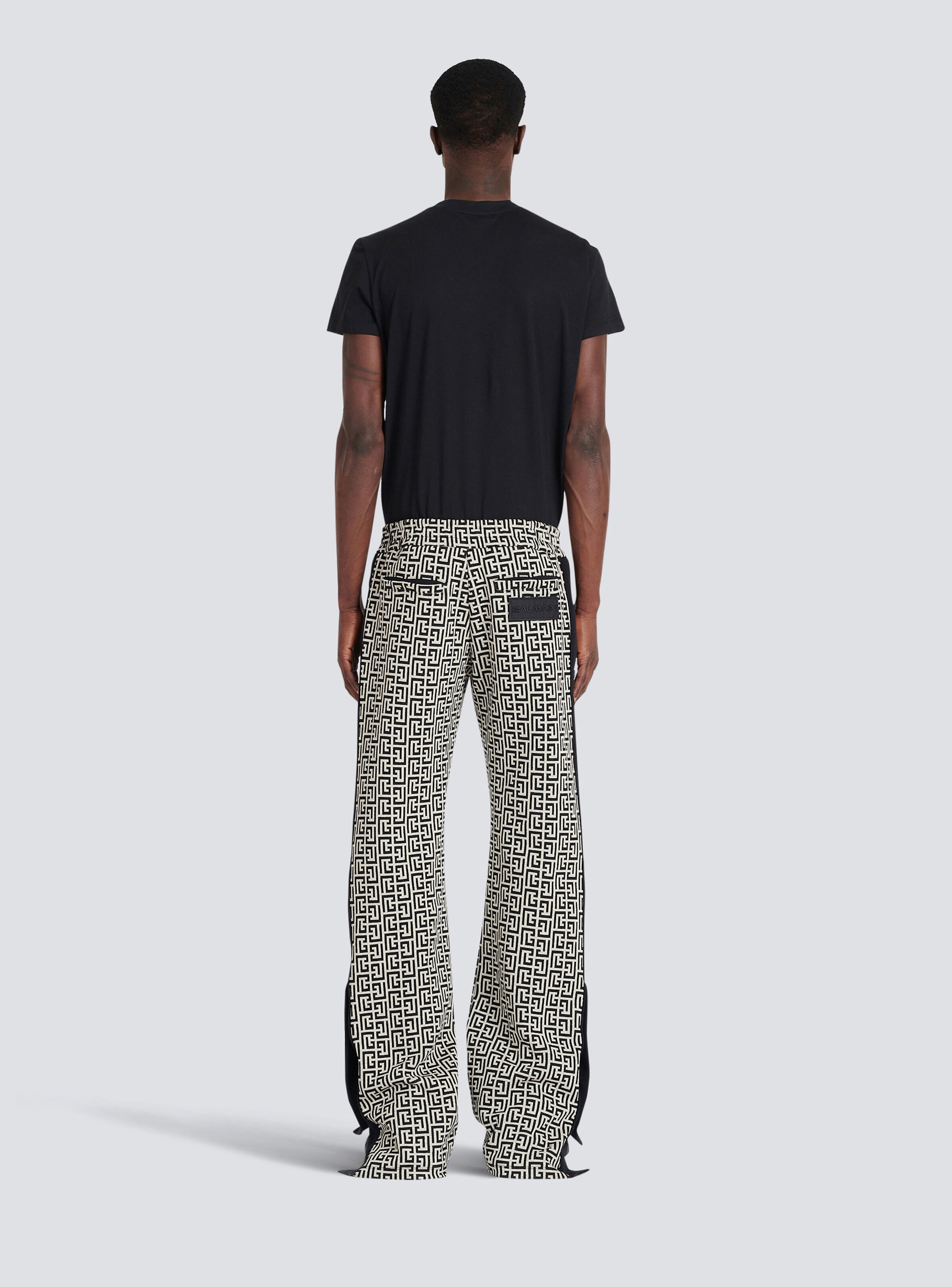 Wide-legged pyjama pants with Balmain monogram and snap buttons - 4