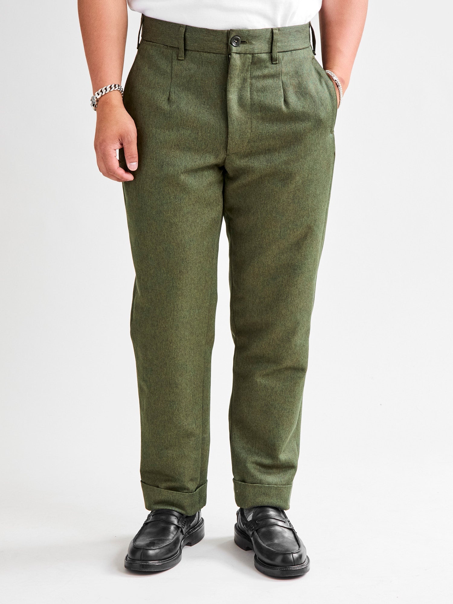 Engineered Garments Melange Twill Andover Pants in Olive