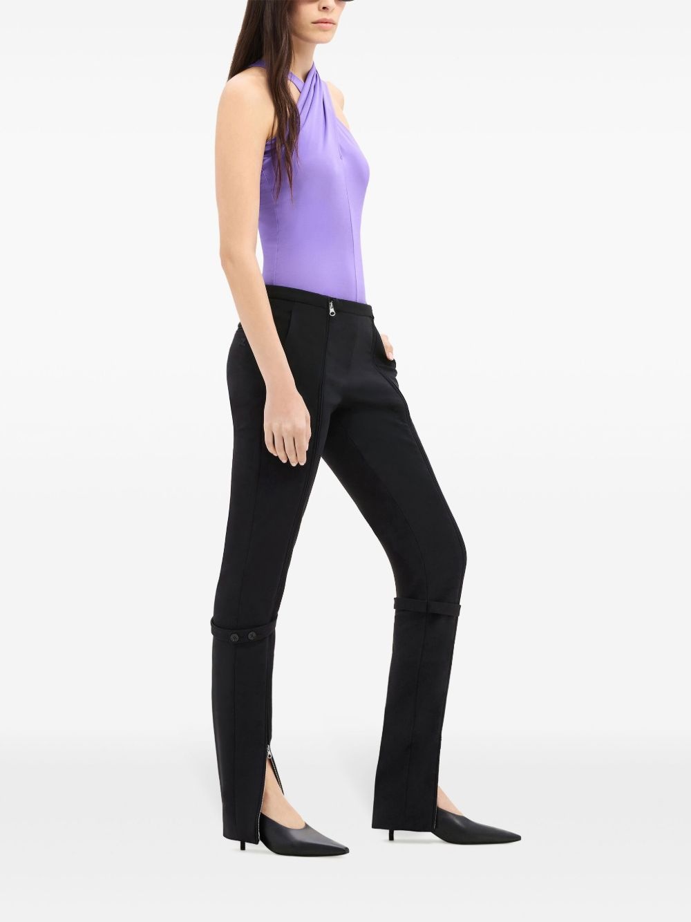 zip wool blend pants - 3