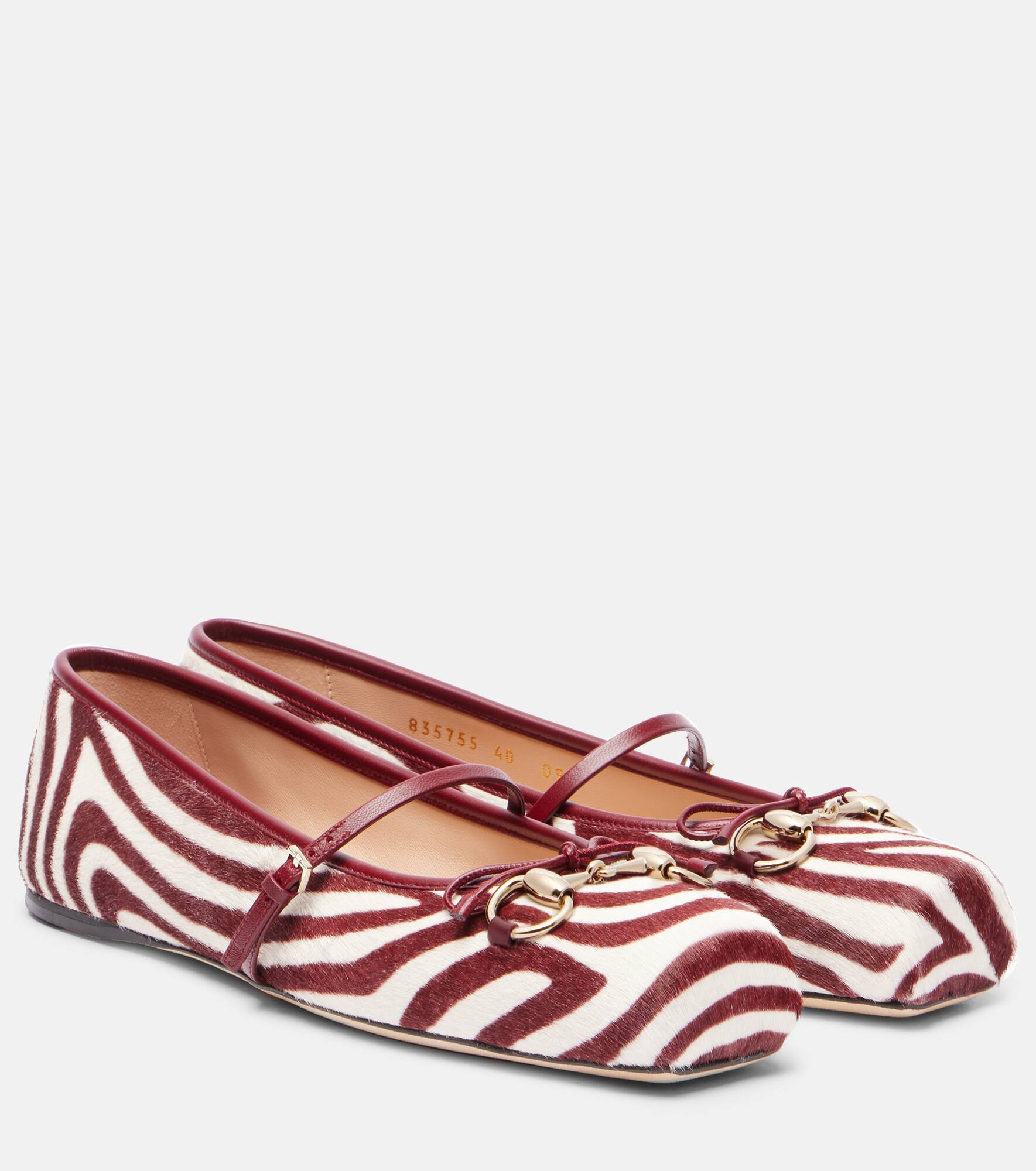 Horsebit calf hair ballet flats - 1
