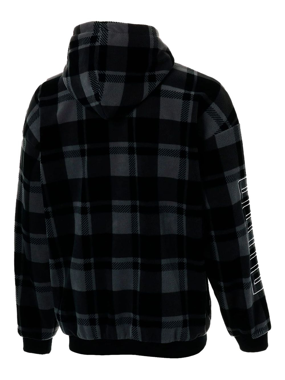 check-pattern drawstring hoodie - 2