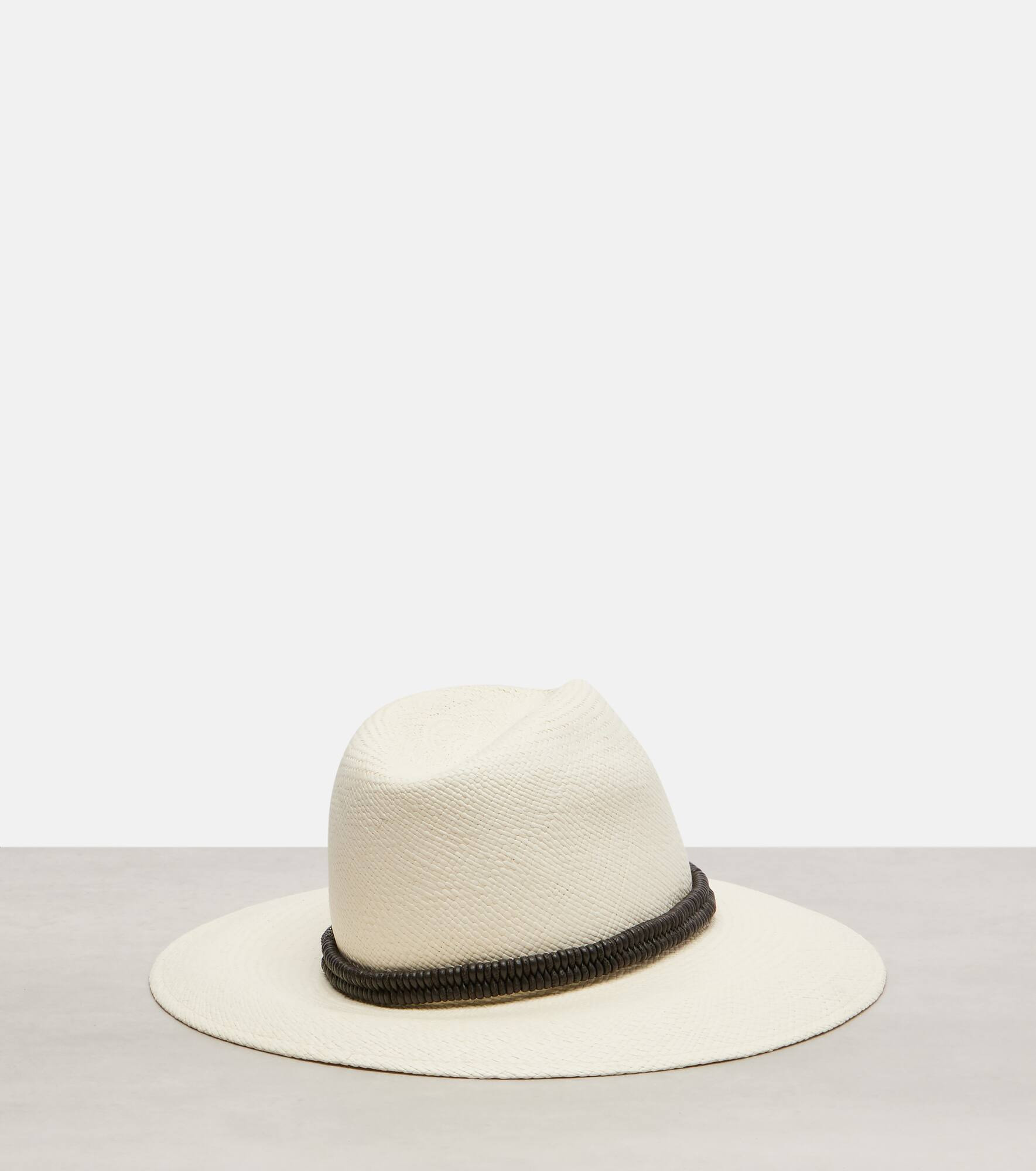 Monili leather-trimmed straw fedora - 4