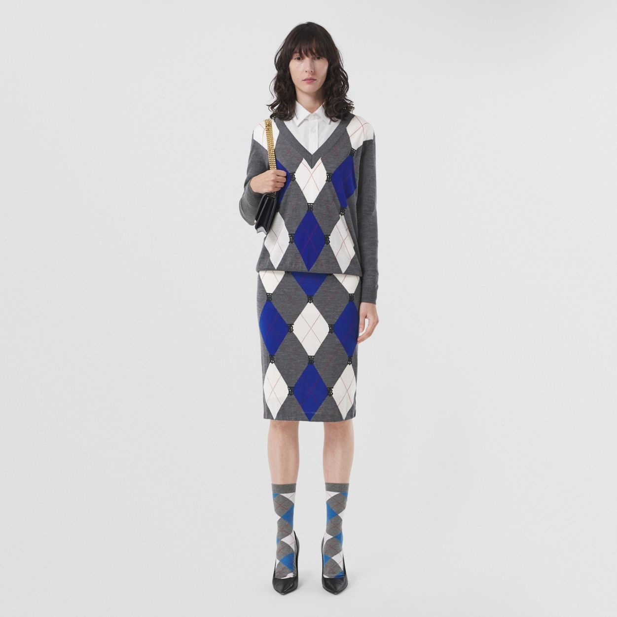 Monogram Motif Argyle Intarsia Wool Sweater - 5