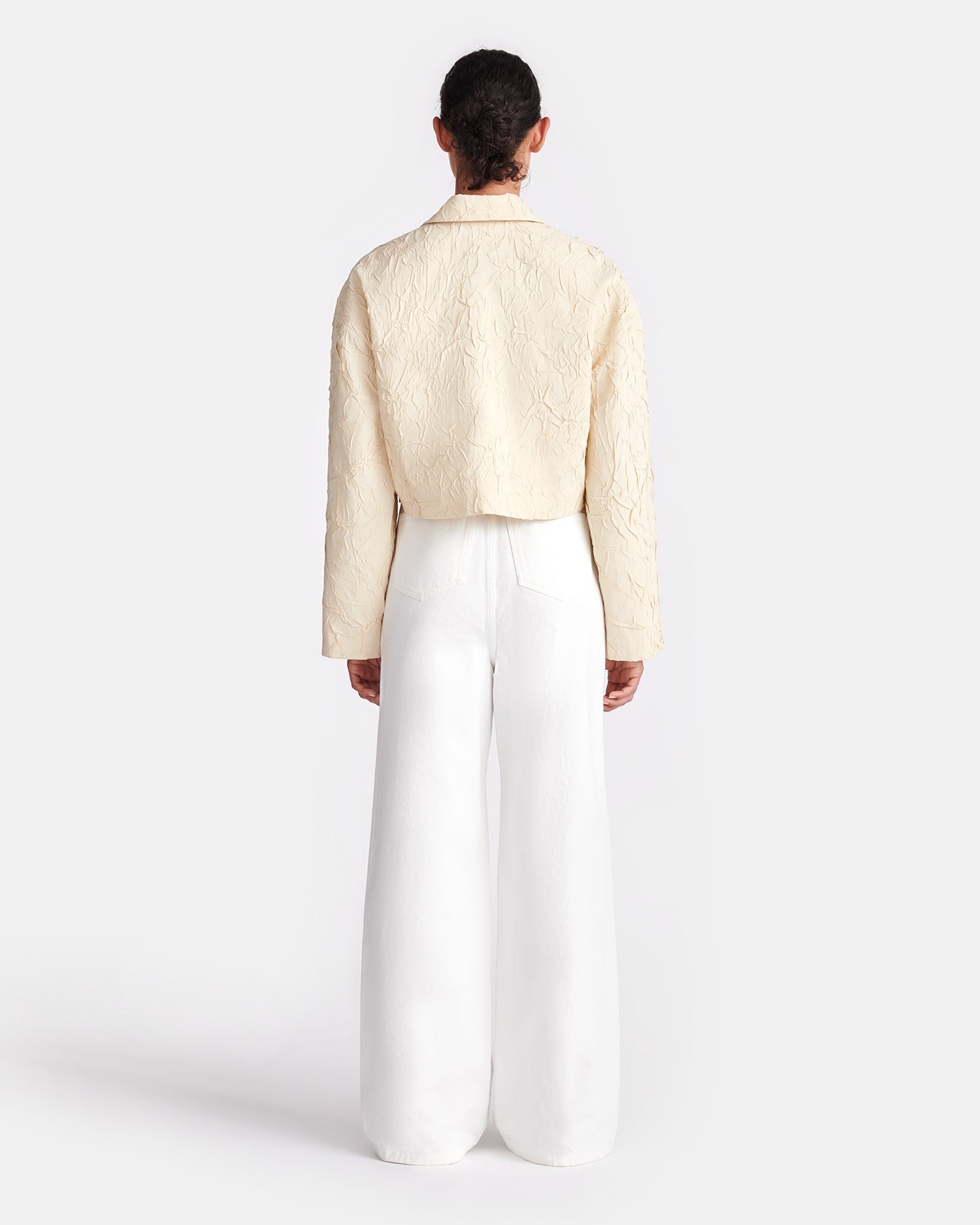 Cropped Sculpted Glass Poplin Shirt - 3