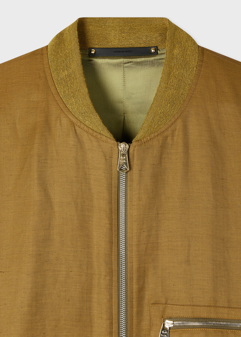 Paul Smith Khaki Viscose-Linen Bomber Jacket outlook