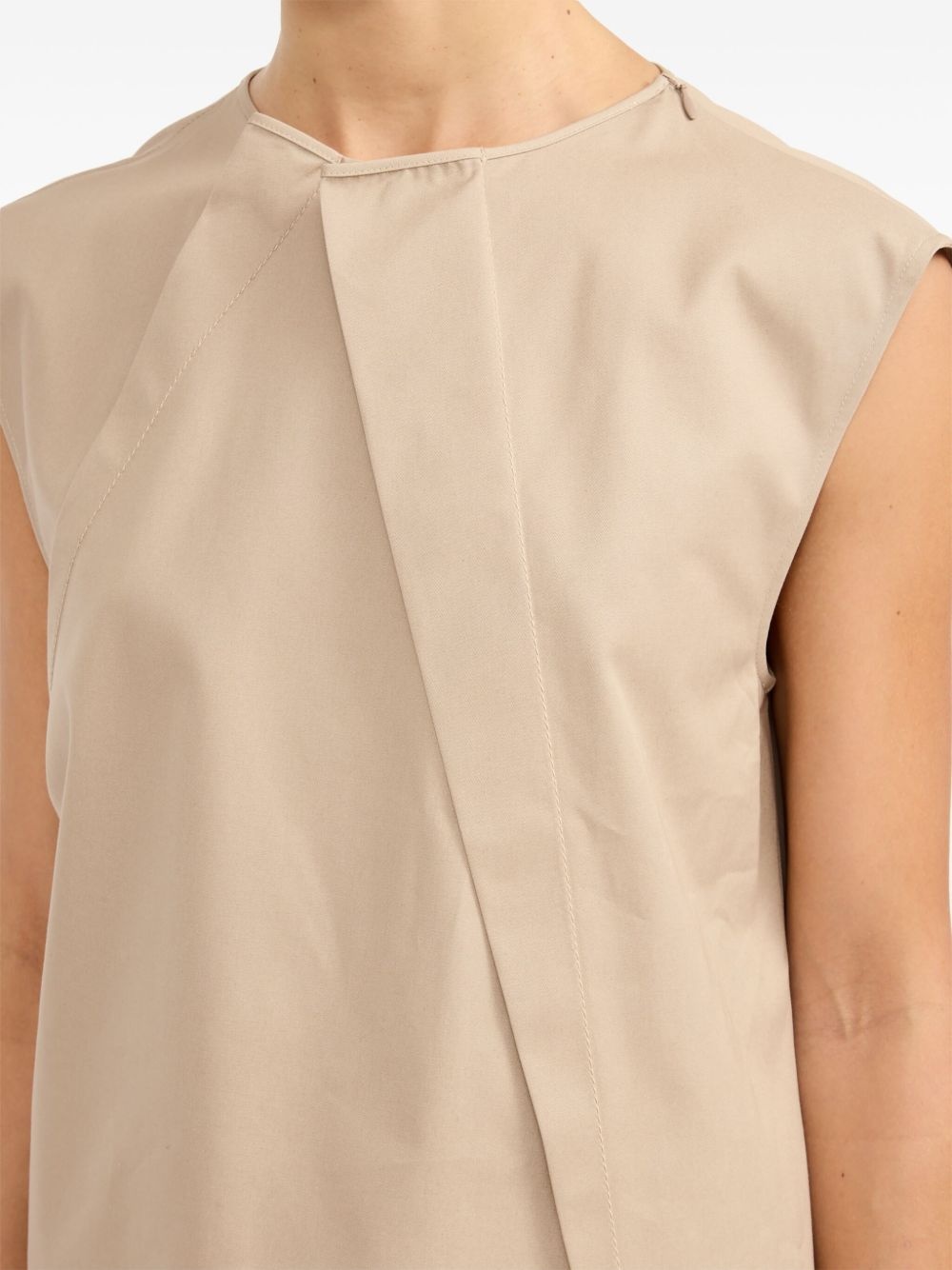 pleat-detail cap sleeved dress - 7