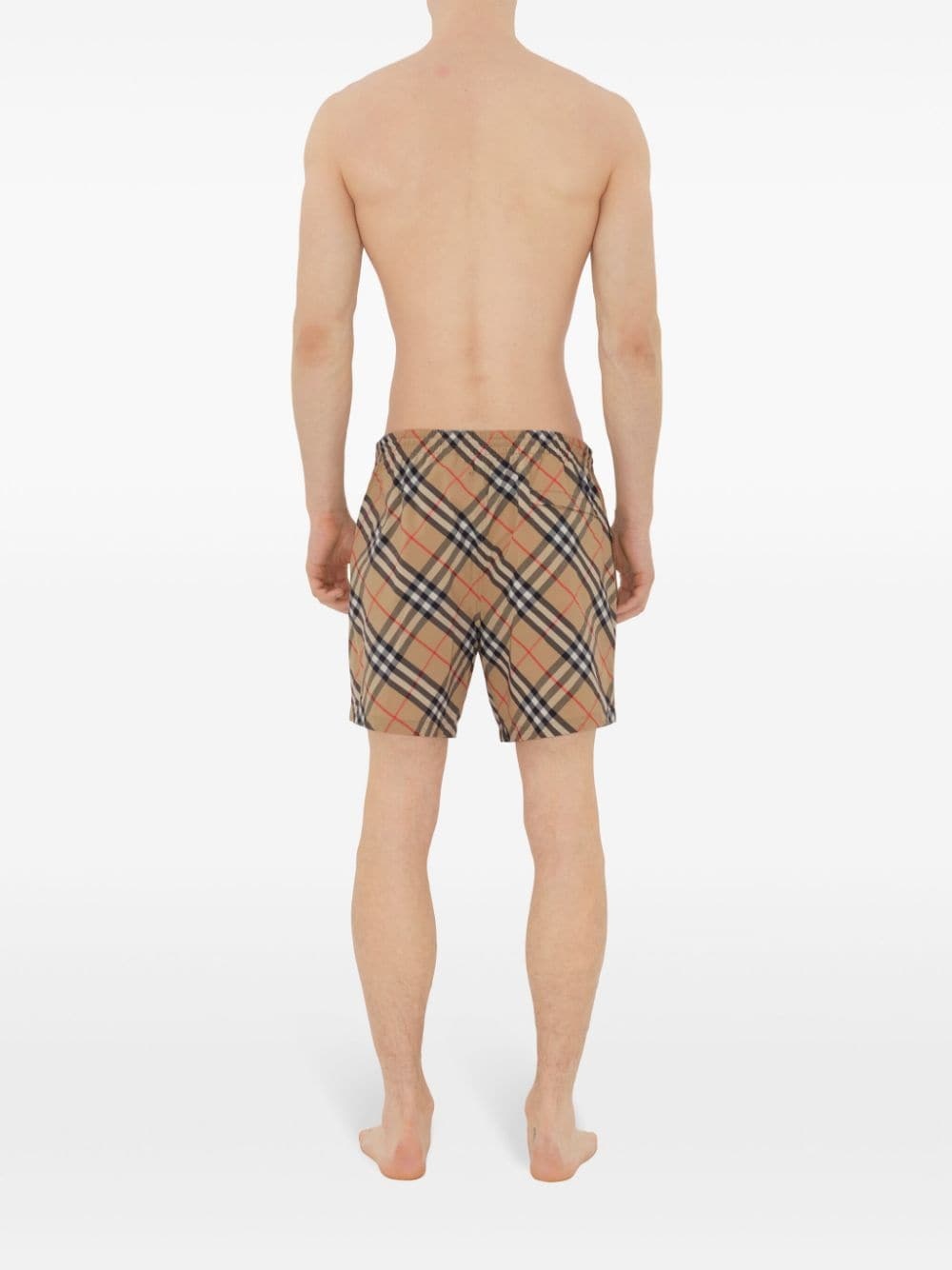 check-print drawstring swim shorts - 7