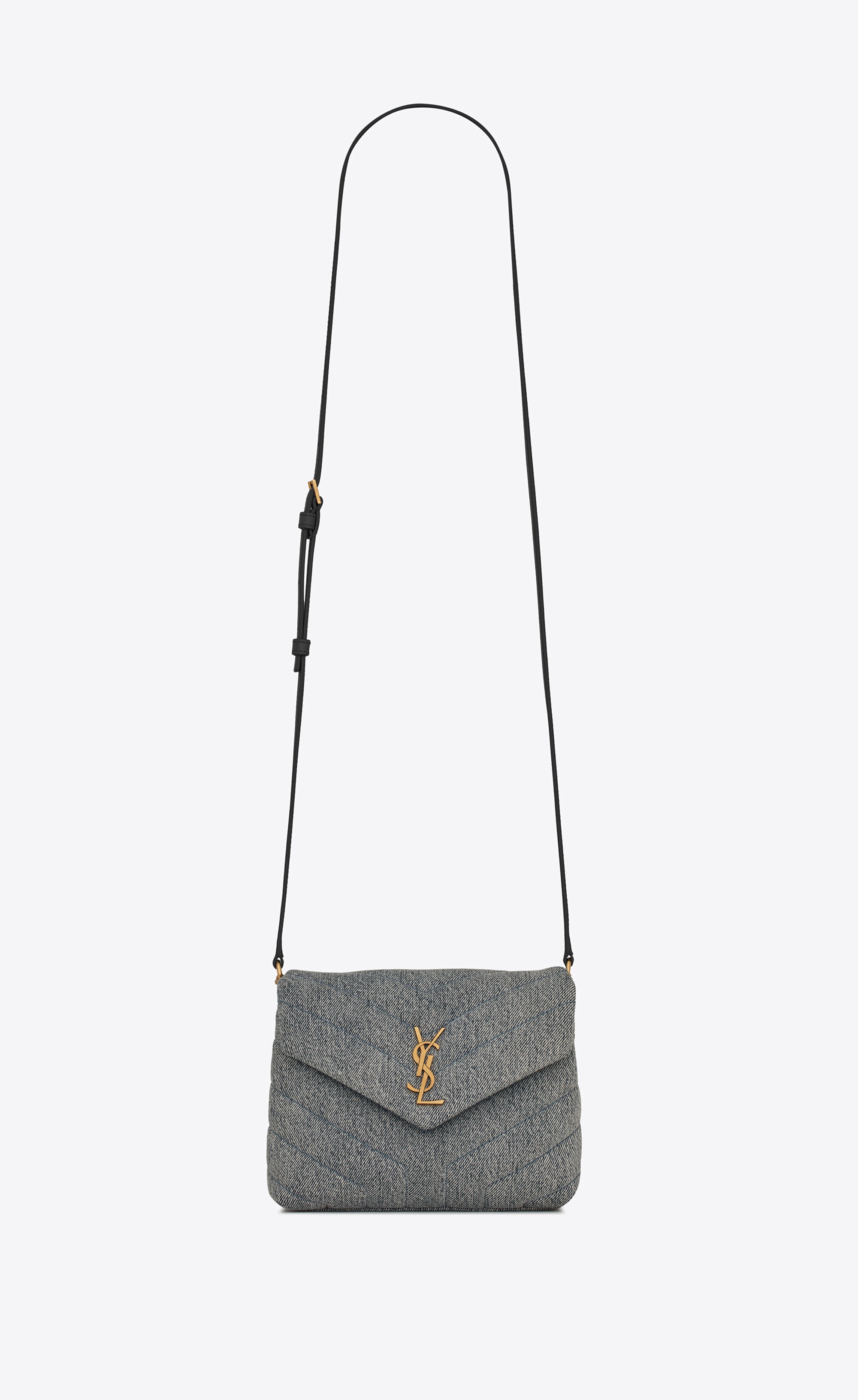 loulou toy strap bag in matelassé "y" denim and smooth leather - 1
