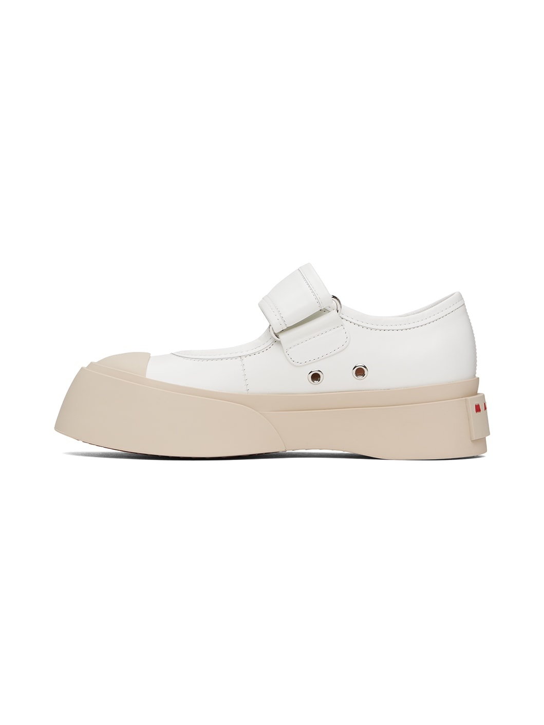 White Pablo Mary Jane Ballerina Flats - 3