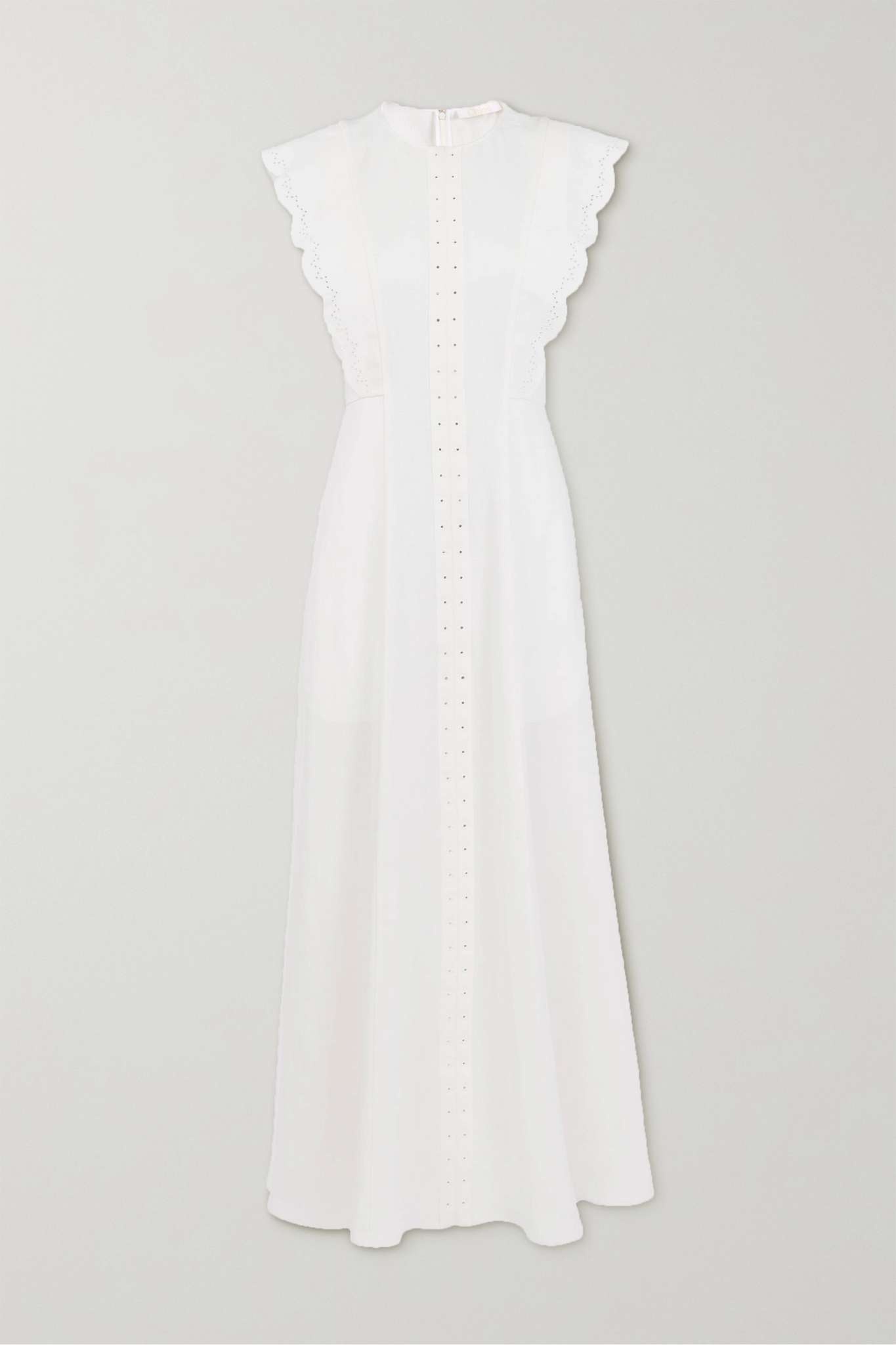 Scalloped broderie anglaise linen maxi dress - 1