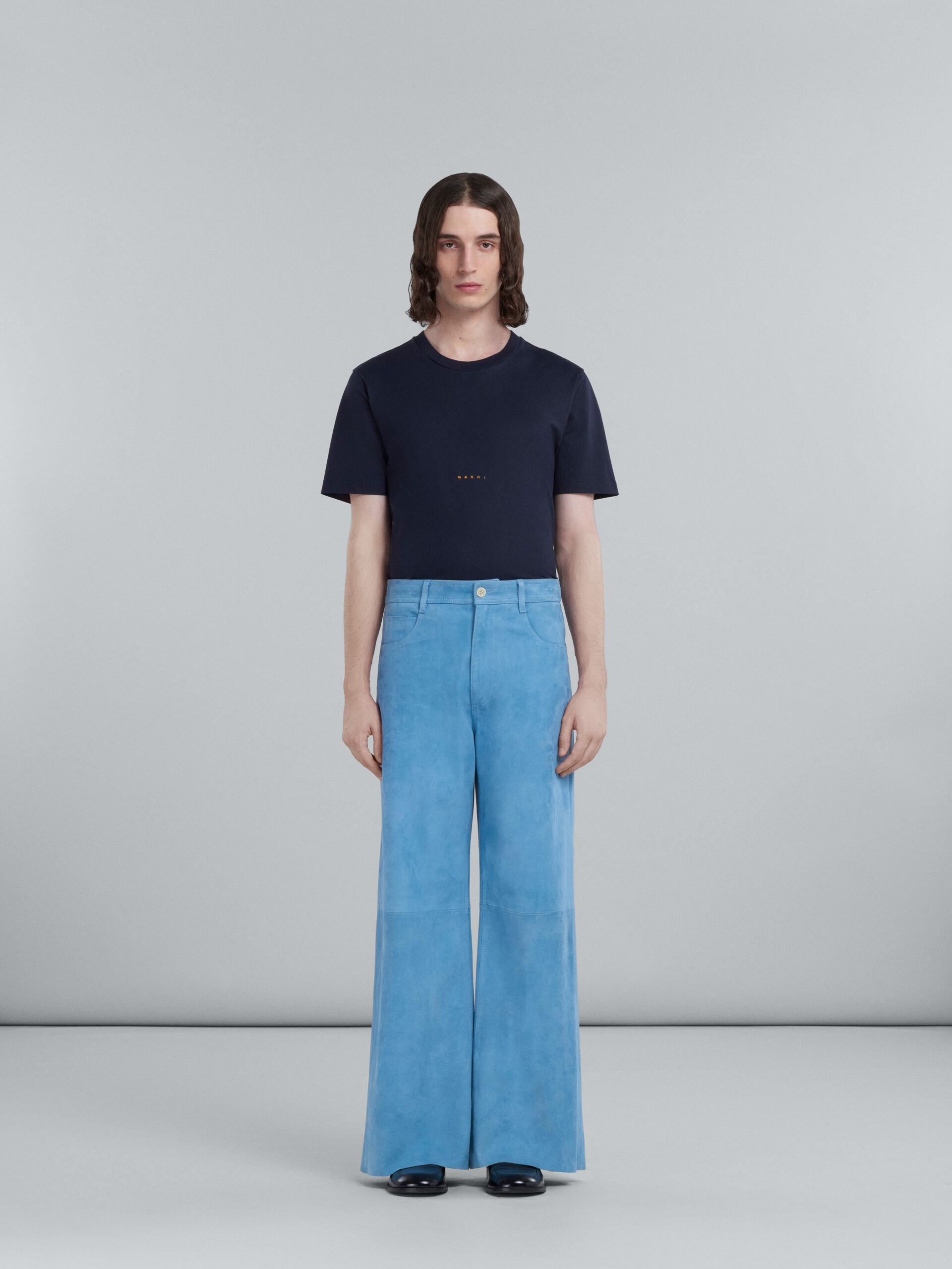 LIGHT BLUE SUEDE TROUSERS - 2