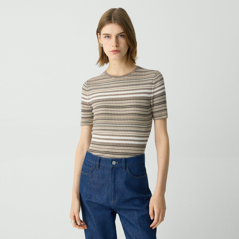 Ribbed Short-Sleeve Sweater in Regal Wool 2