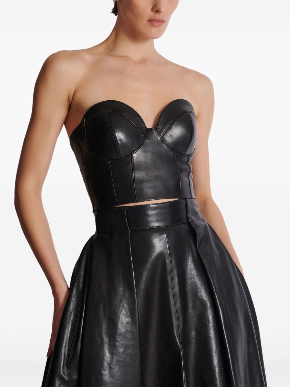 zip-up leather corset top - 6