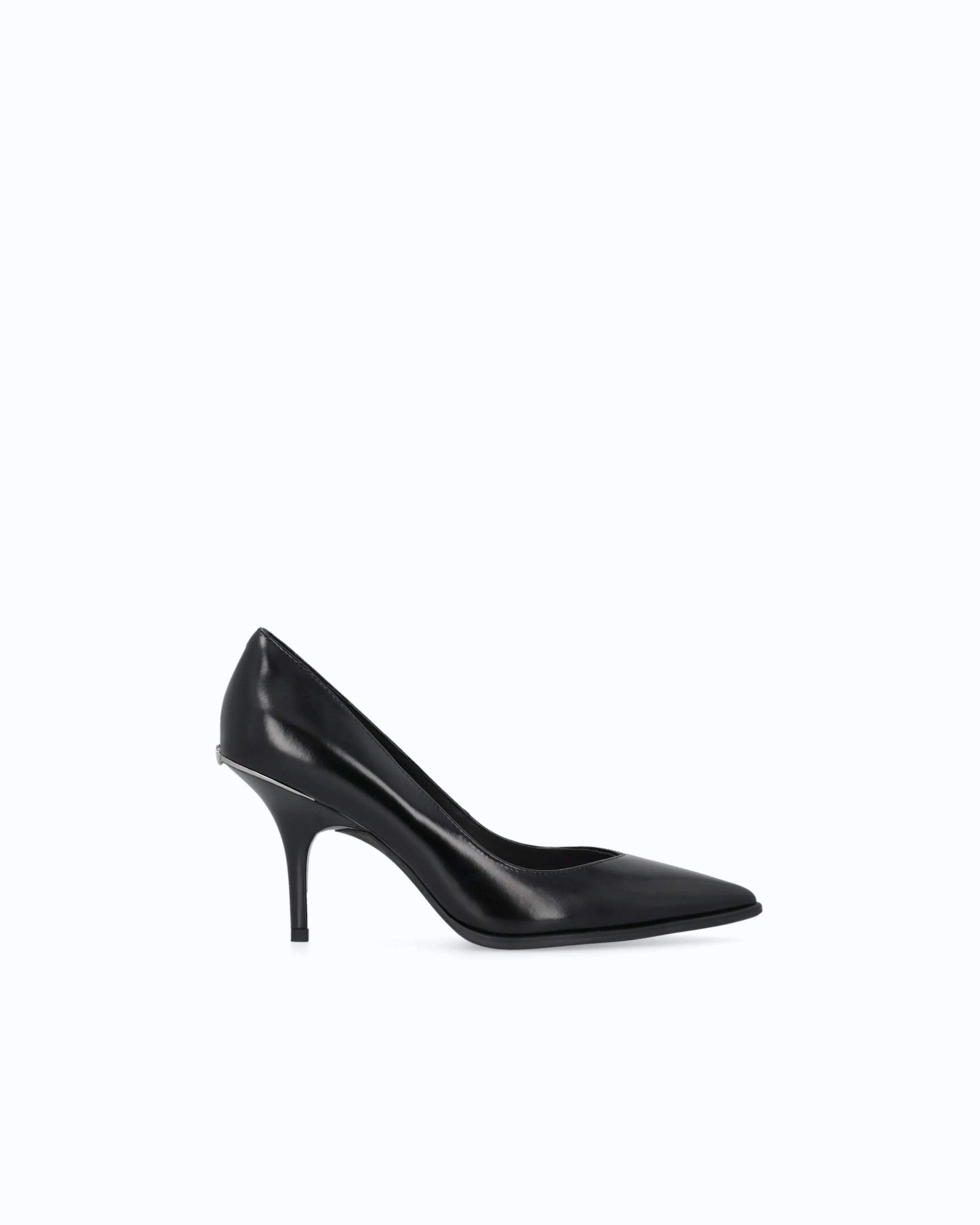 LEATHER COURT SHOE WITH LOGO ON THE HEEL - 1