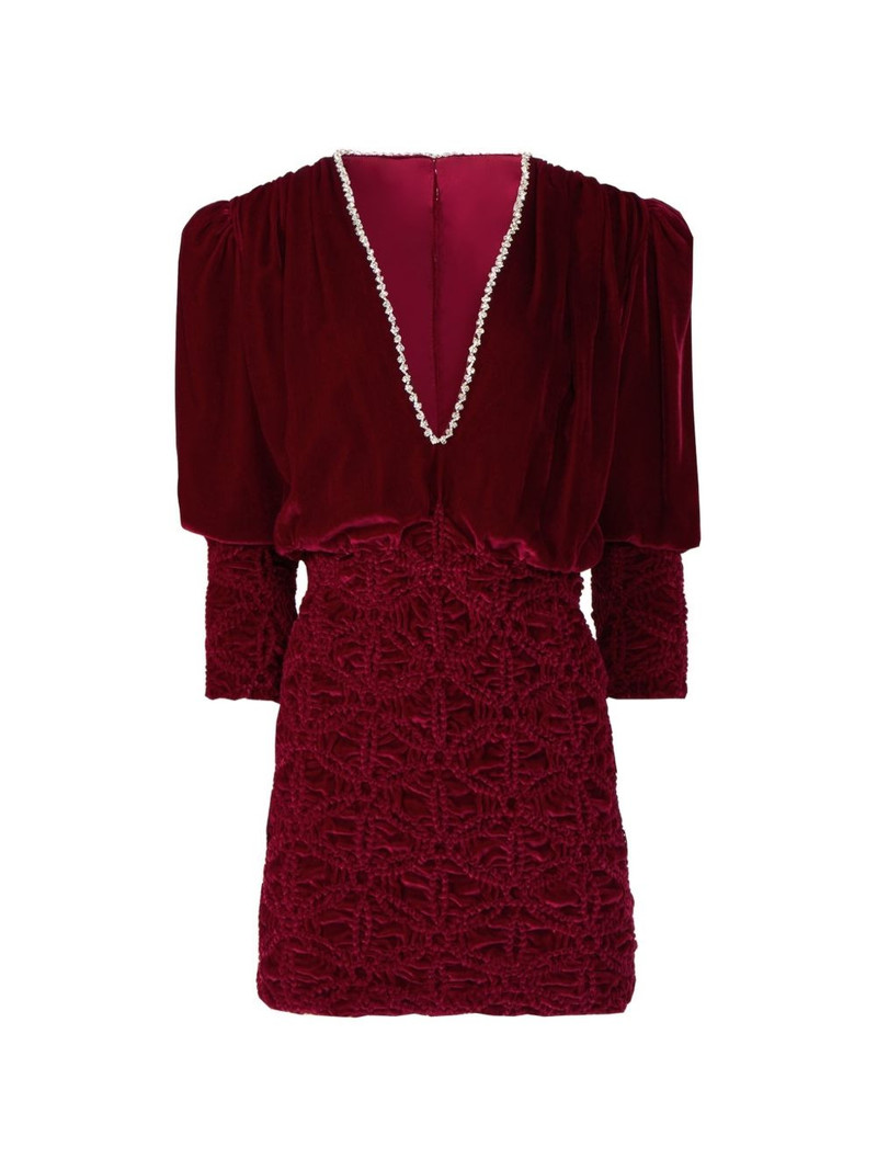 Astara crystal-embellished smocked velvet mini dress 1