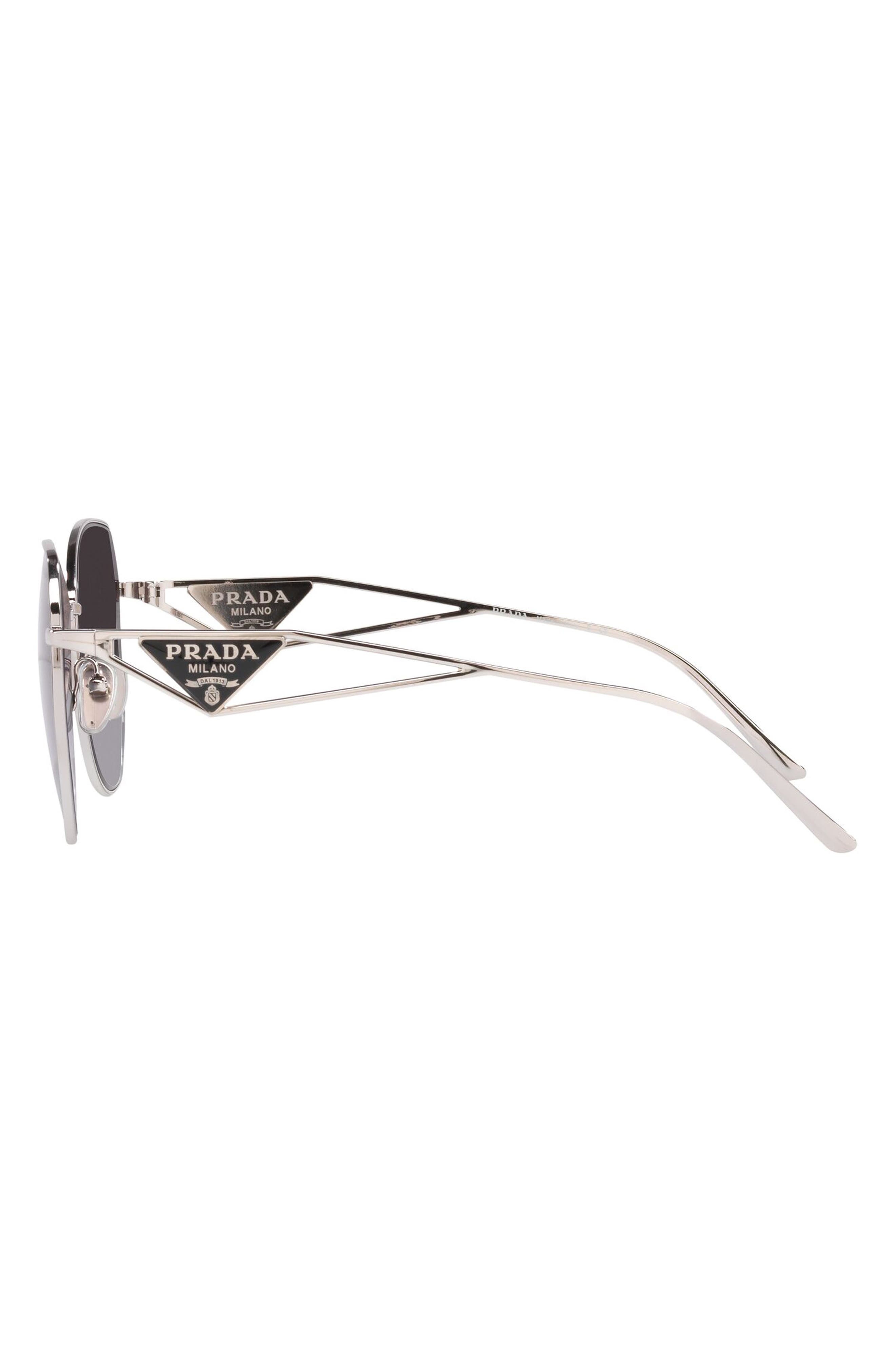 Prada 57mm Gradient Round Sunglasses in Grey Gradient at Nordstrom - 3