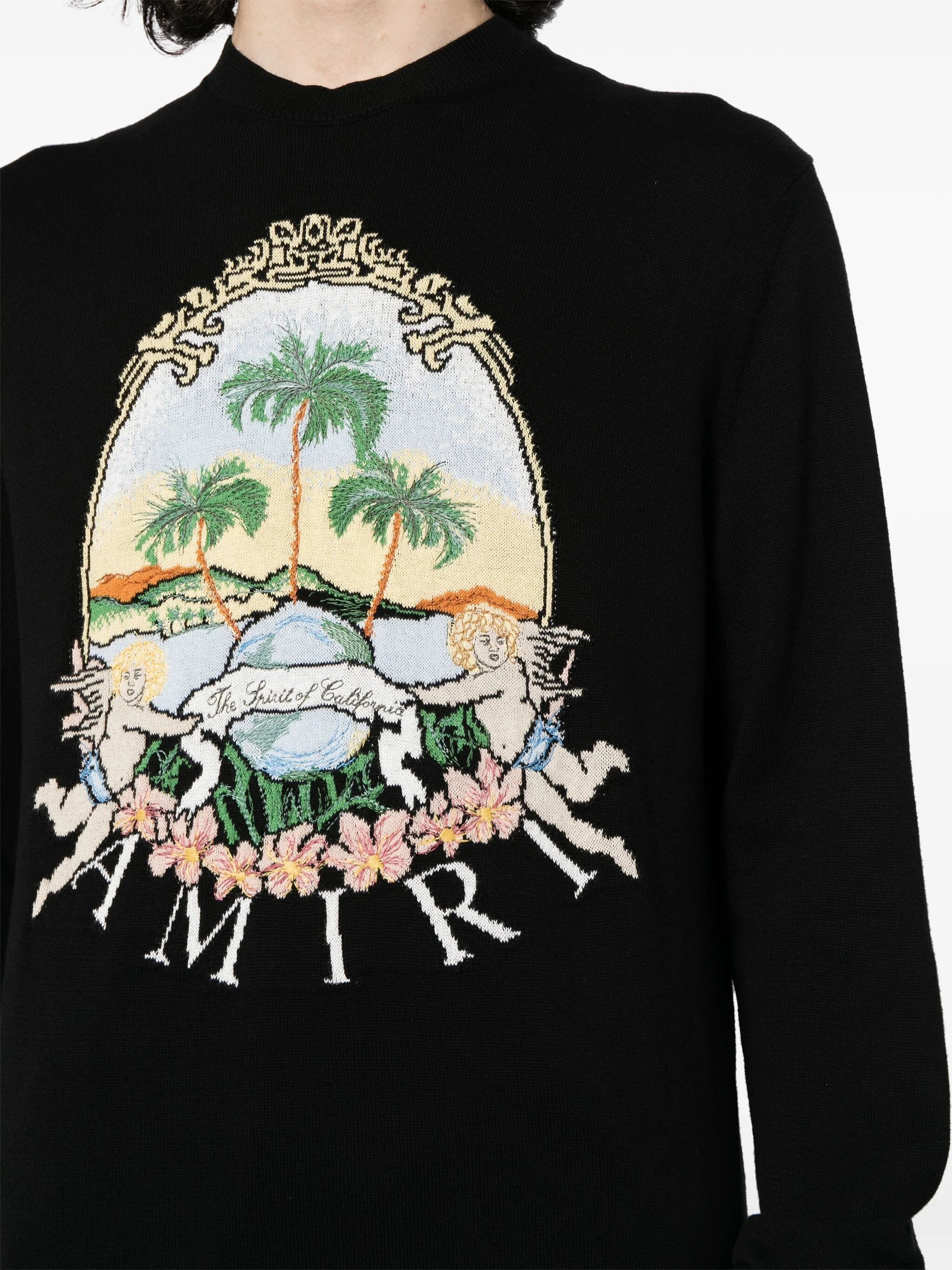 AMIRI Men Cherub Palm Tree Crew Long Sleeve - 4