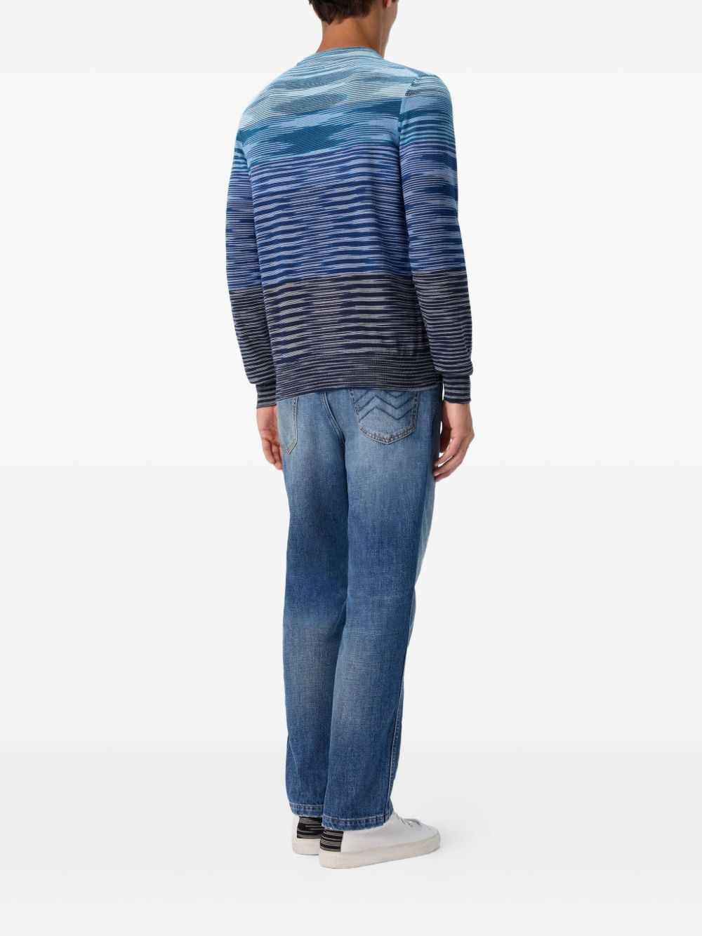 striped wave-pattern sweater - 3