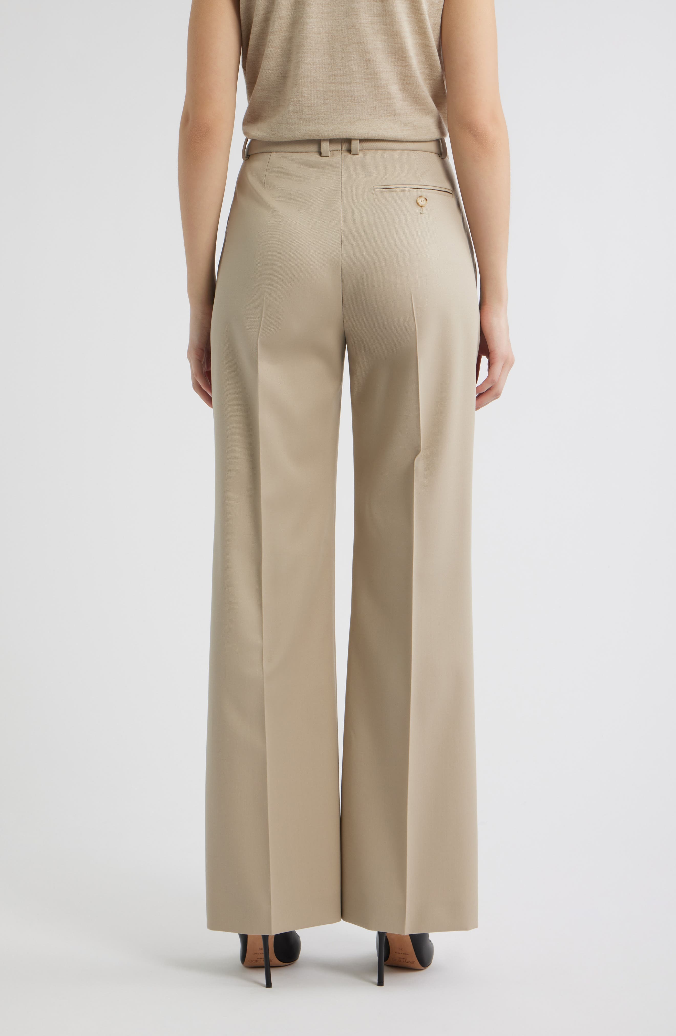 BOSS Talima Wool Wide Leg Pants in Pumice at Nordstrom - 2