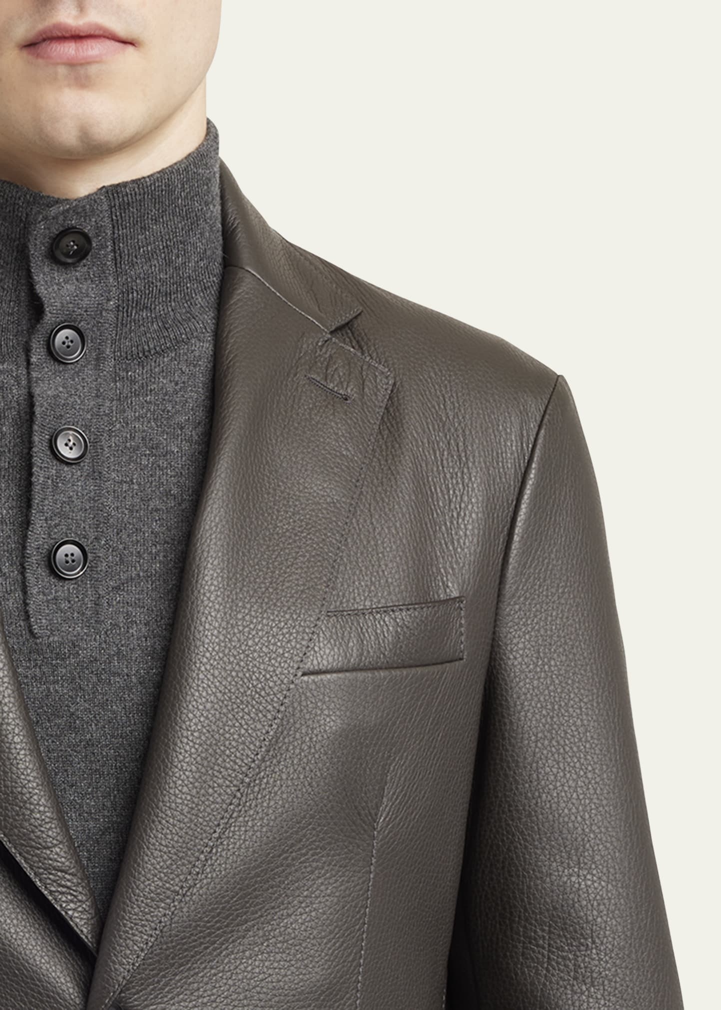 Men's Monti Deerskin Single-Breasted Blazer - 5