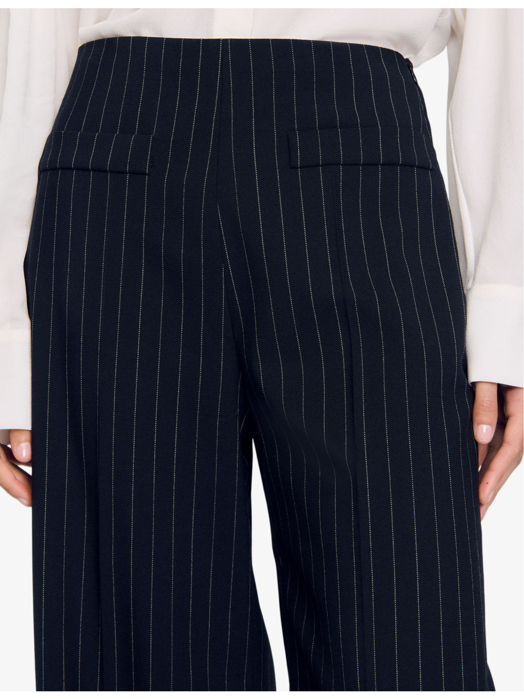 Pinstriped straight-leg stretch-woven trousers - 5