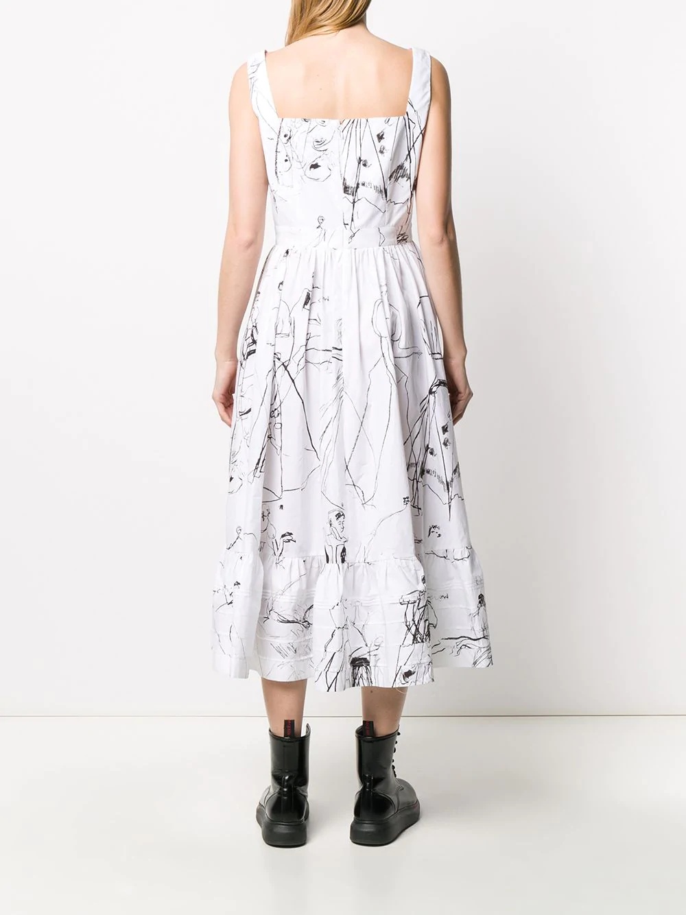 illustration print dress - 4