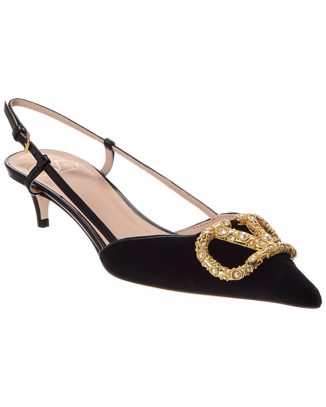 Valentino VLogo 40 Velvet Slingback Pump - 1