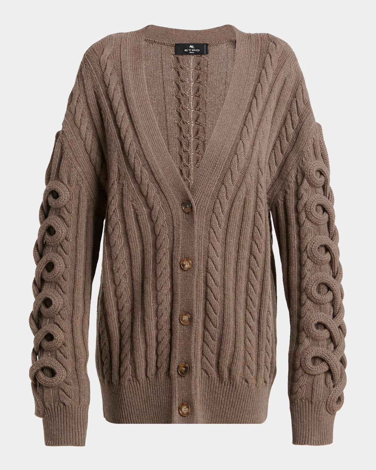Loop Cable Knit V-Neck Cardigan - 1