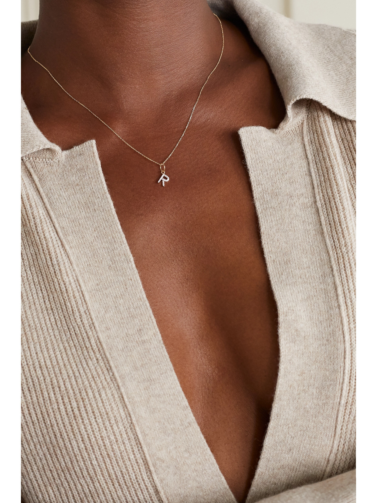 Initial 14-karat Gold Diamond Necklace - 2