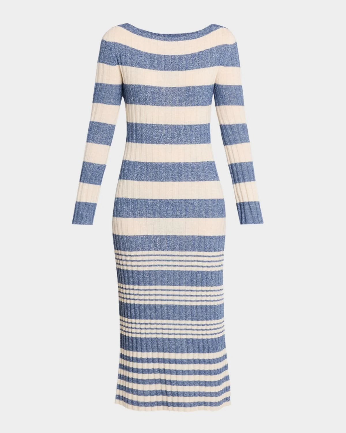 Striped Rib Cashmere-Linen Midi Dress - 1