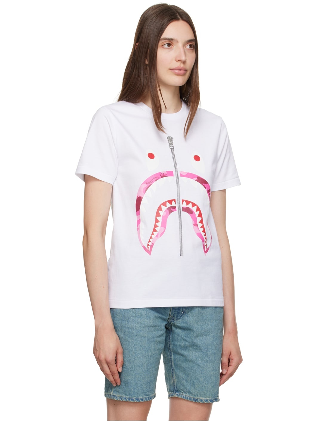 White Grid Camo Shark T-Shirt - 2