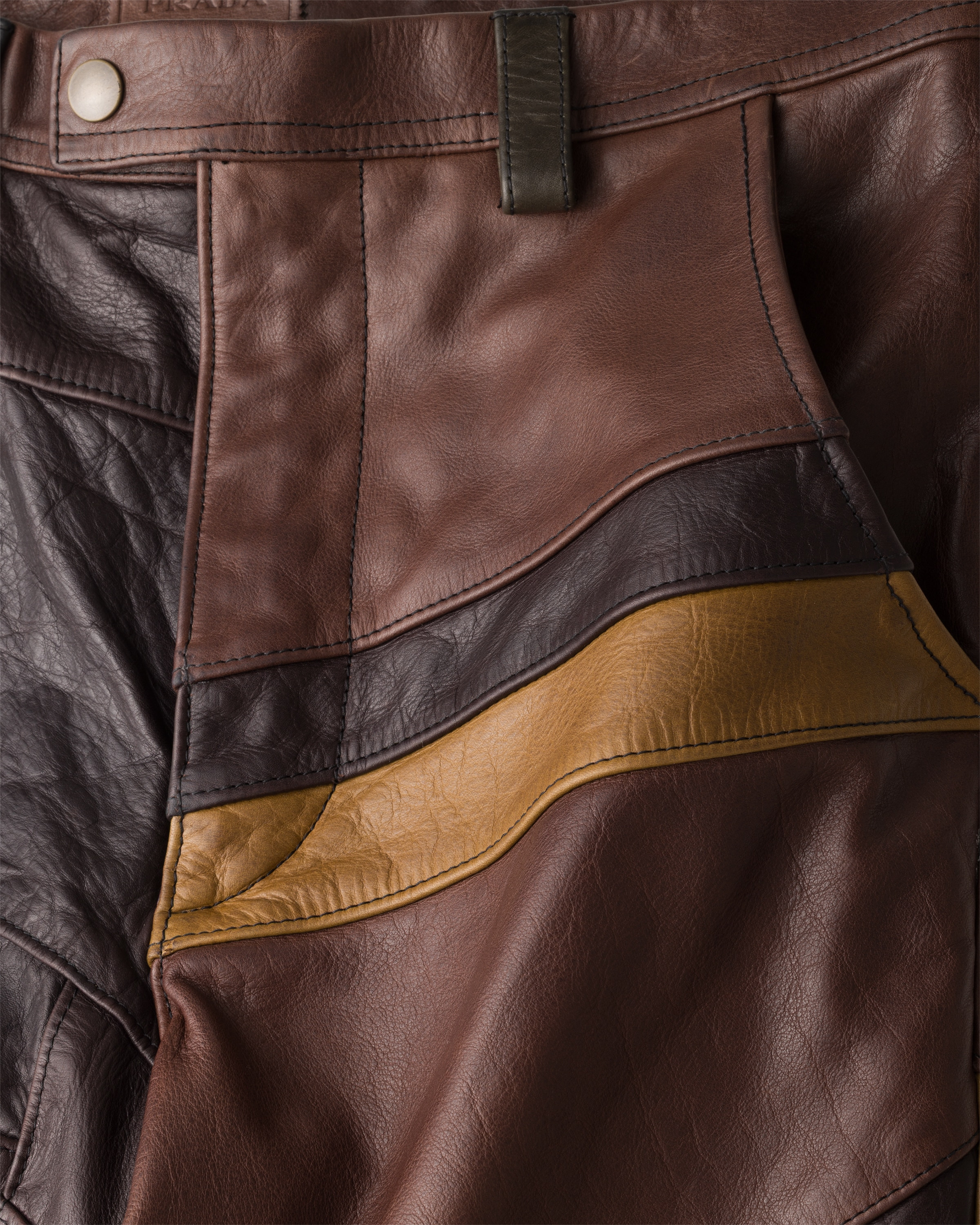 Patchwork leather pants - 7