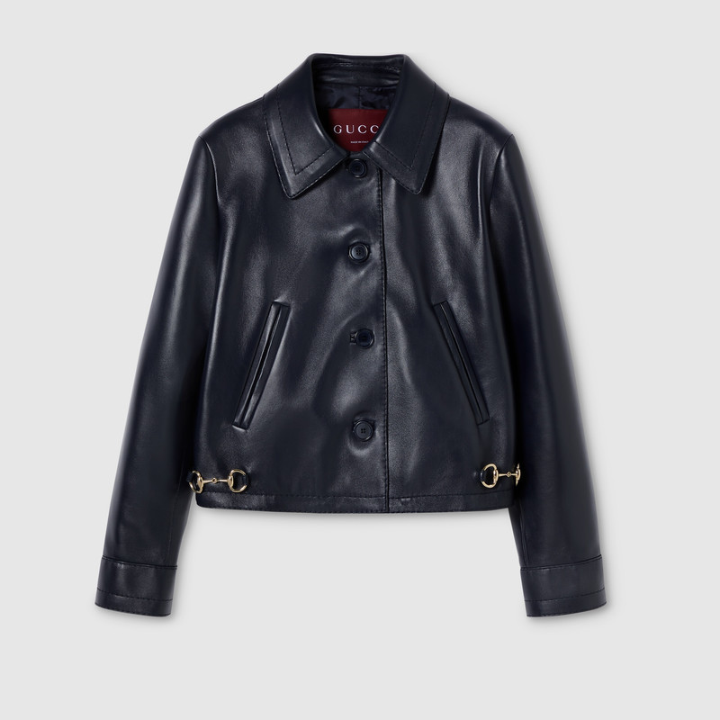 Shiny leather jacket with Horsebit 1