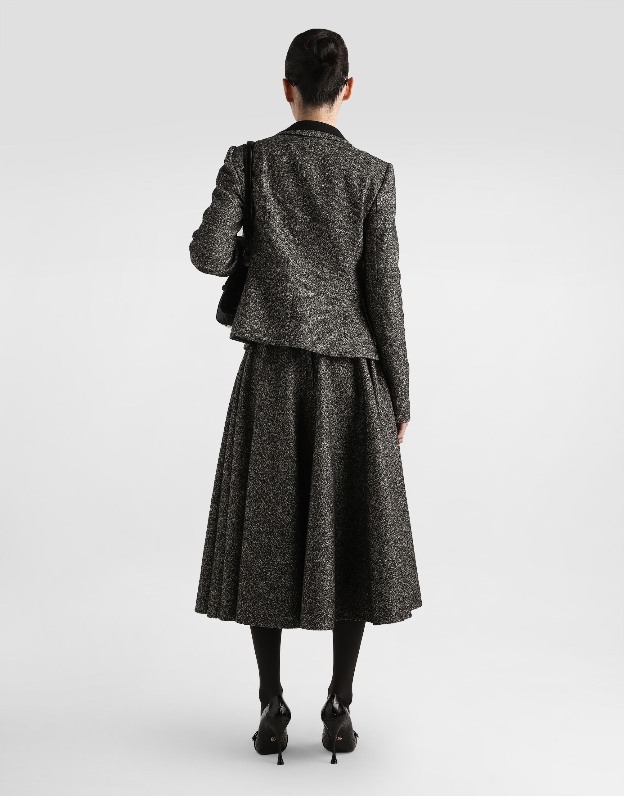 Wool blend dotted circle skirt - 3