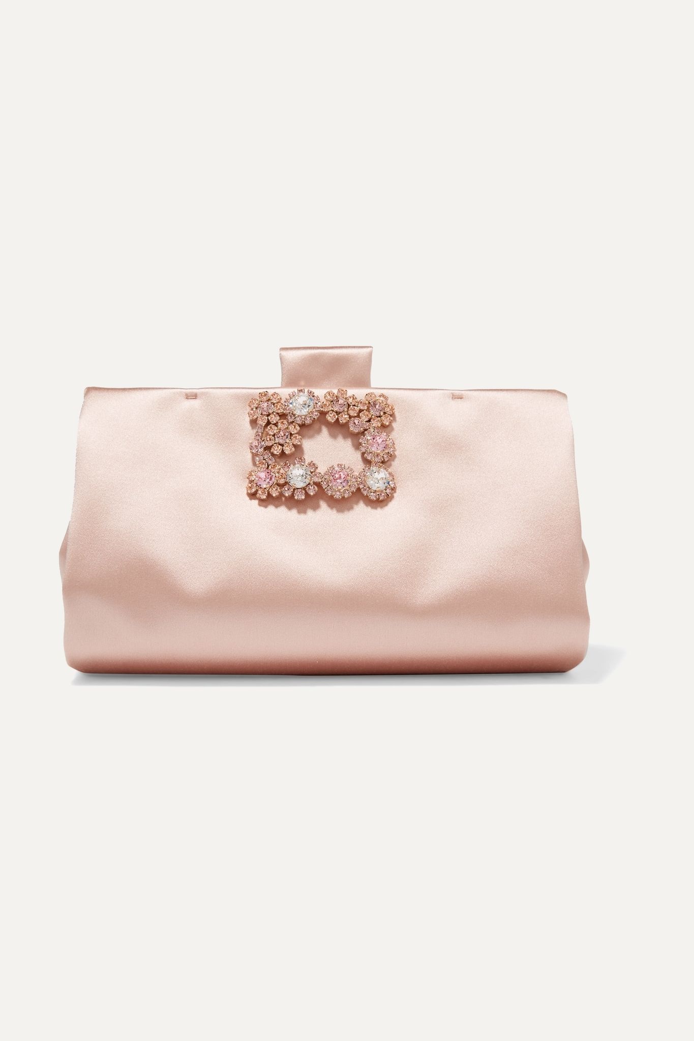 Crystal-embellished satin clutch - 1