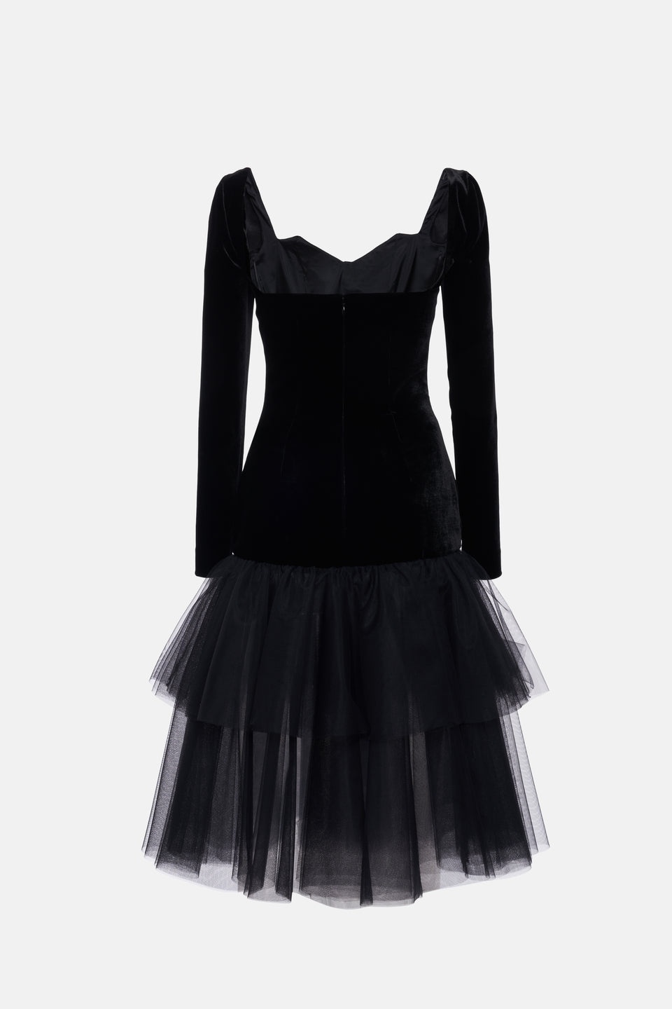 VELVET DRESS WITH TULLE SKIRT AND DUCHESSE BOW - 2
