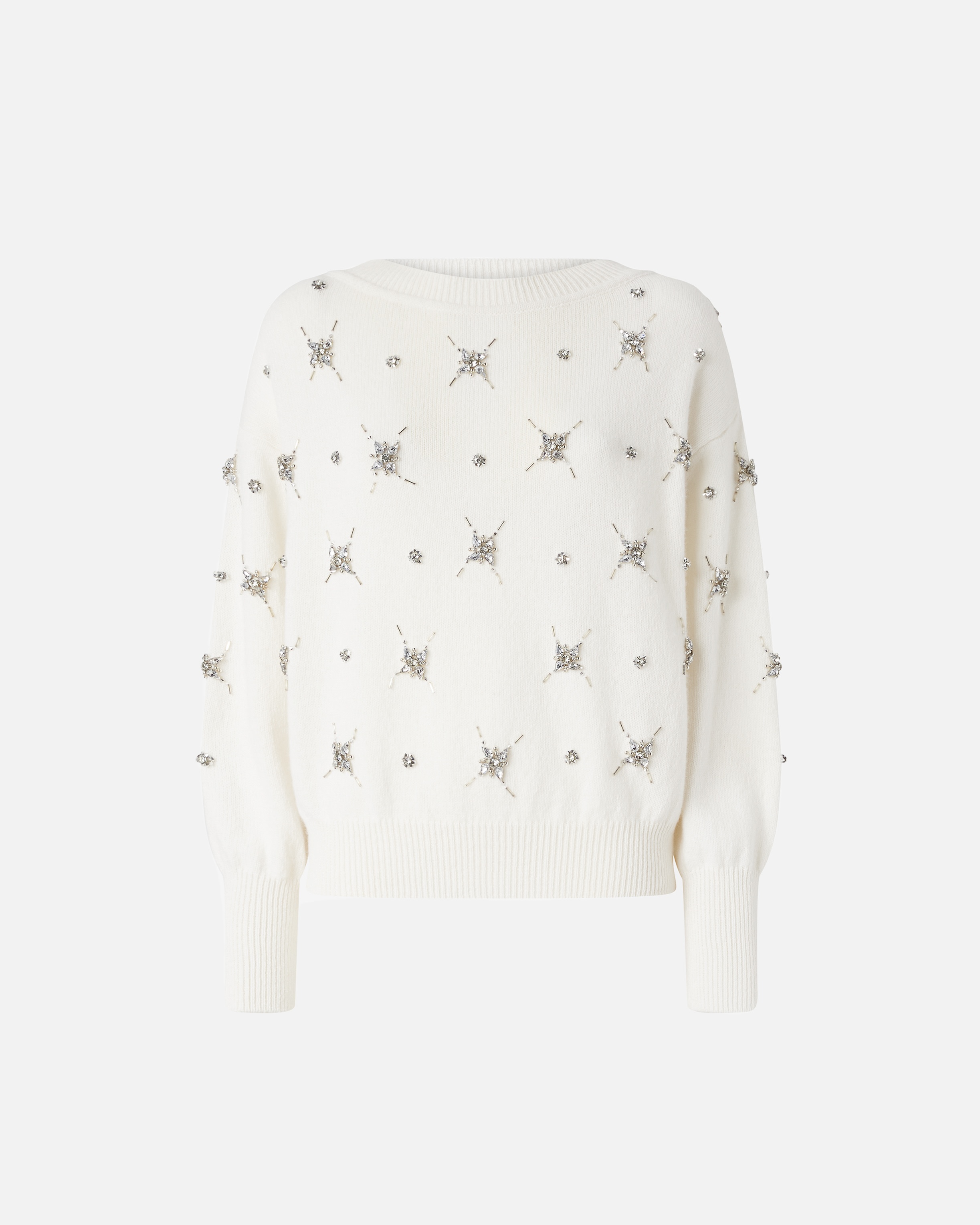 ELEGANT SWEATER WITH RHINESTONE JEWEL EMBROIDERY - 1