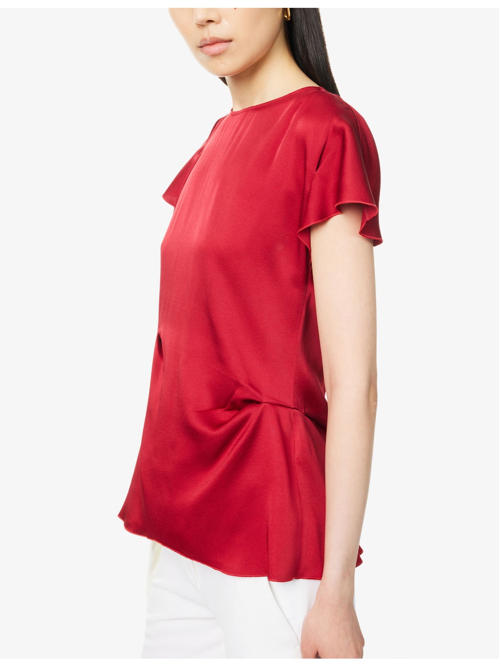 Draped Short-Sleeves Woven Top - 6