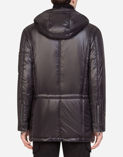 Dolce & Gabbana Nylon quilted jacket with hood and patch outlook