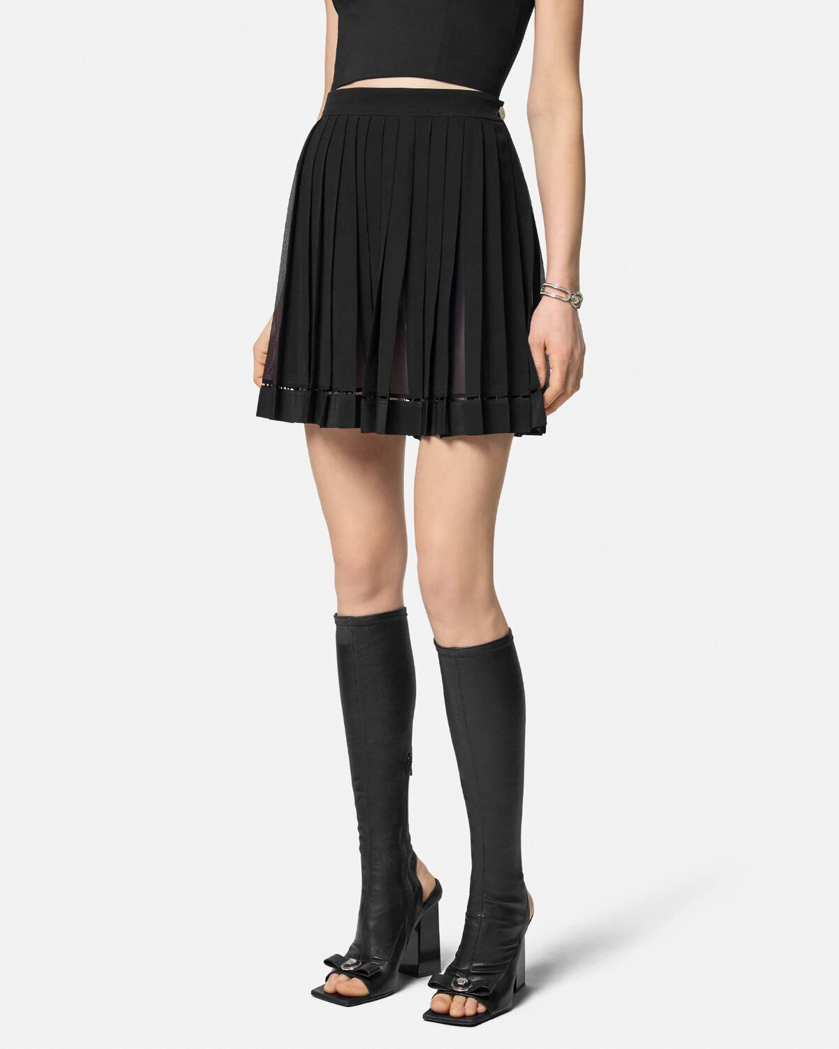 Pleated Silk Georgette Mini Skirt - 4