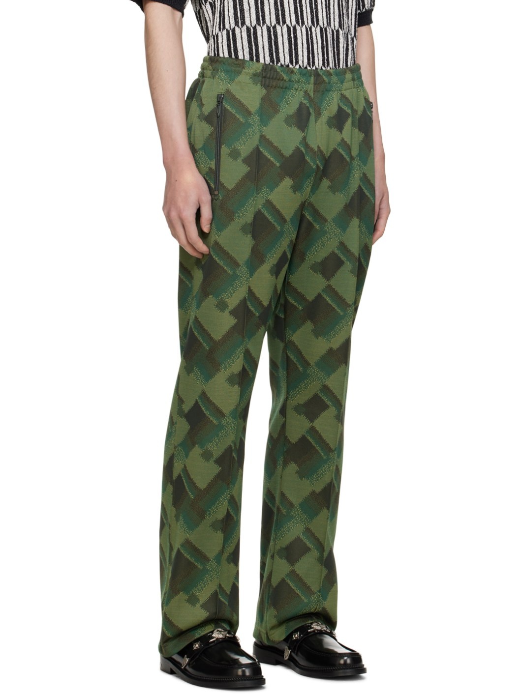 Green Jacquard Track Pants - 2