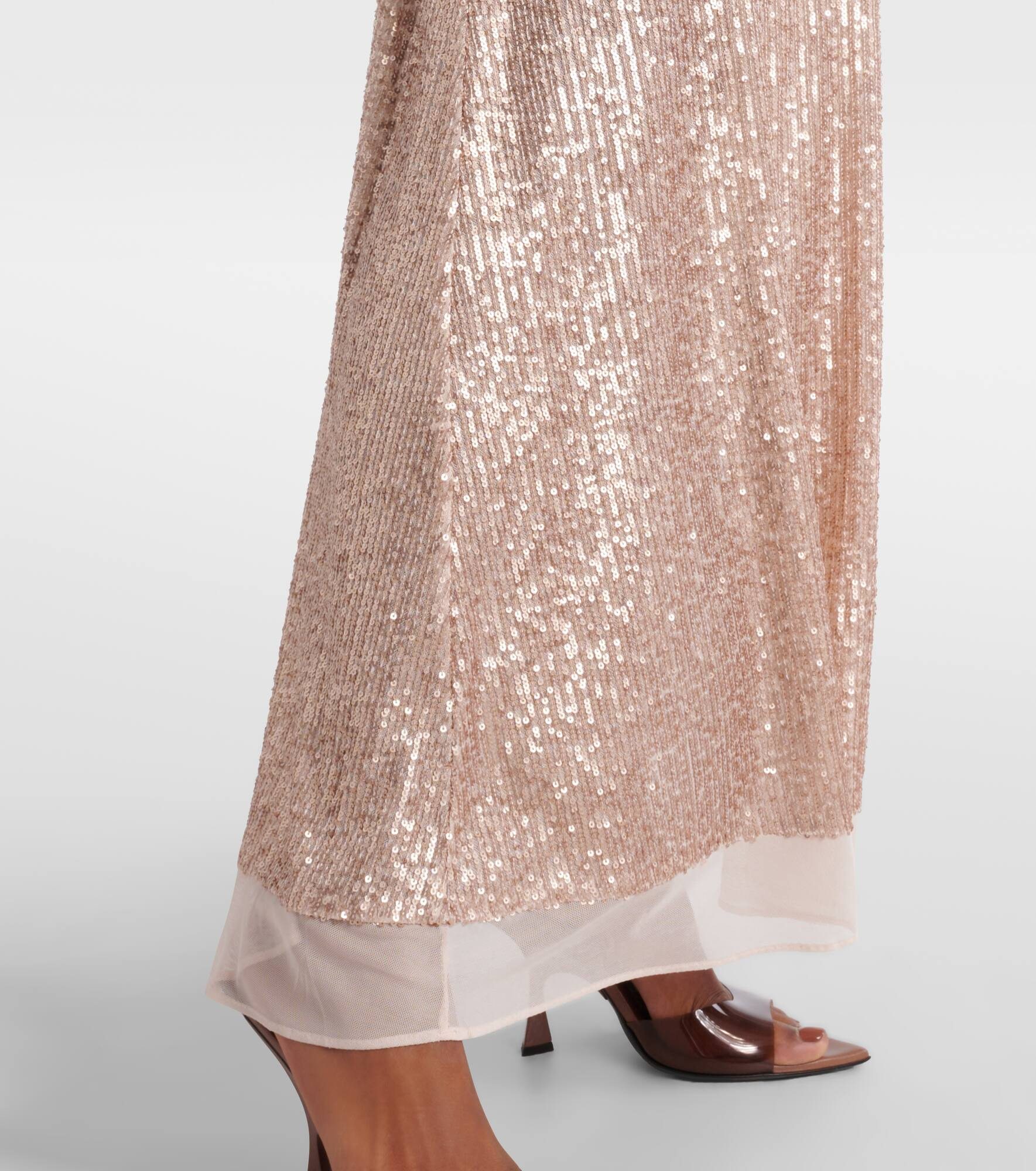 Floral-appliqué sequined gown - 5