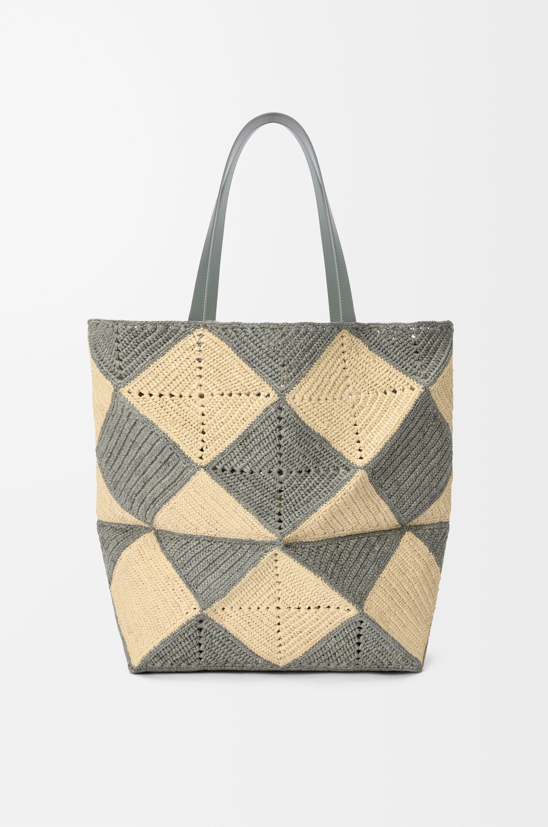 XL Puzzle Fold tote in raffia - 7