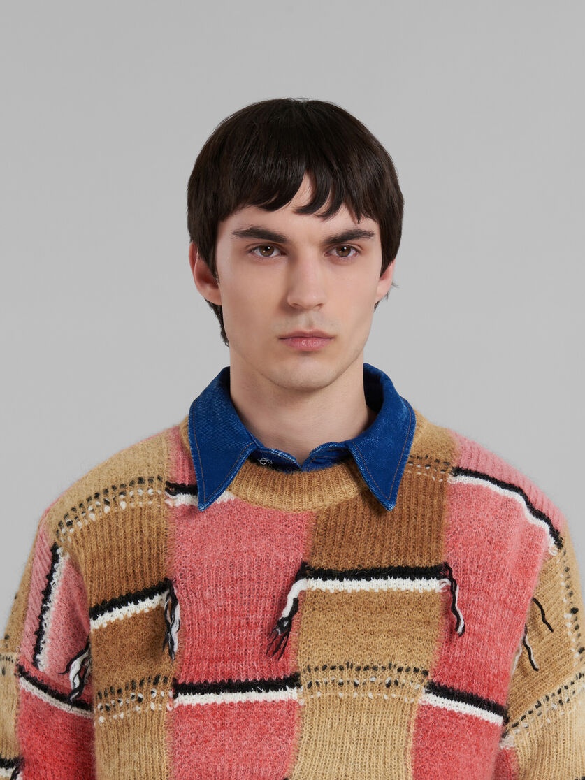 BROWN MOHAIR JUMPER WITH INTARSIA MOTIF - 4