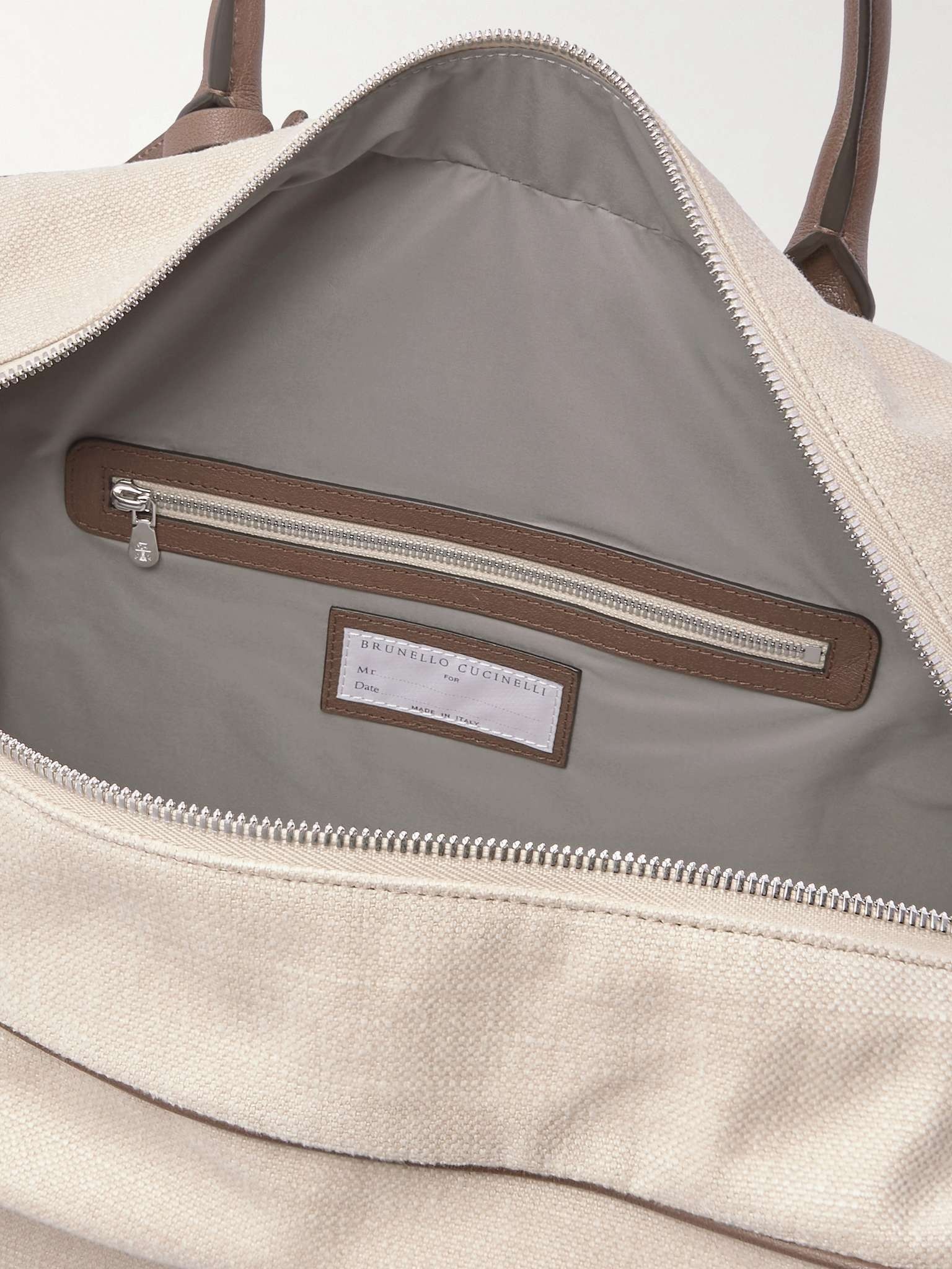 Leather-Trimmed Canvas Holdall - 3