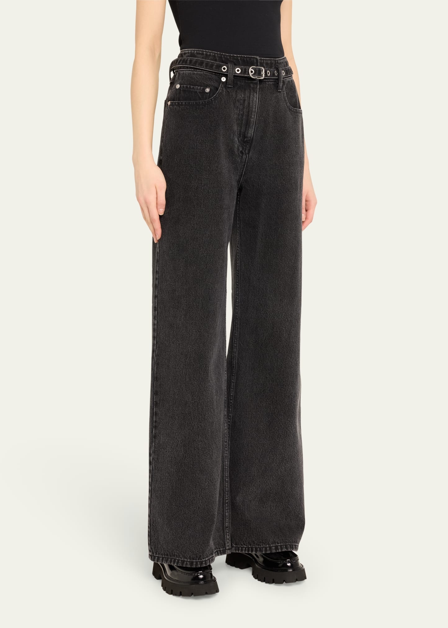Belted Wide-Leg Jeans - 4