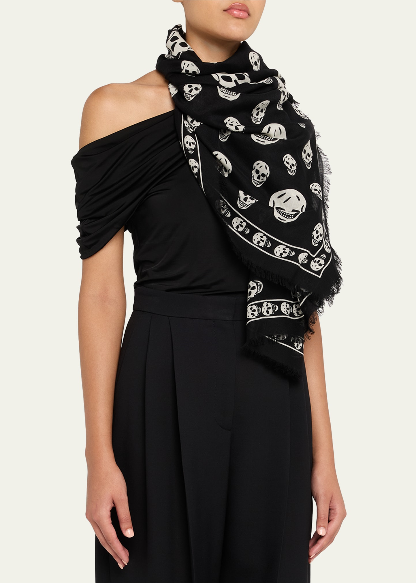 Classic Skull Wool Scarf - 3